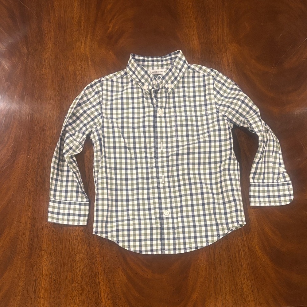 Janie and Jack Plaid Button Down Shirt - Blue and Yellow